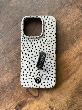 iPhone 16 Pro Loopy Case Phone Case with Black and Tan Dots